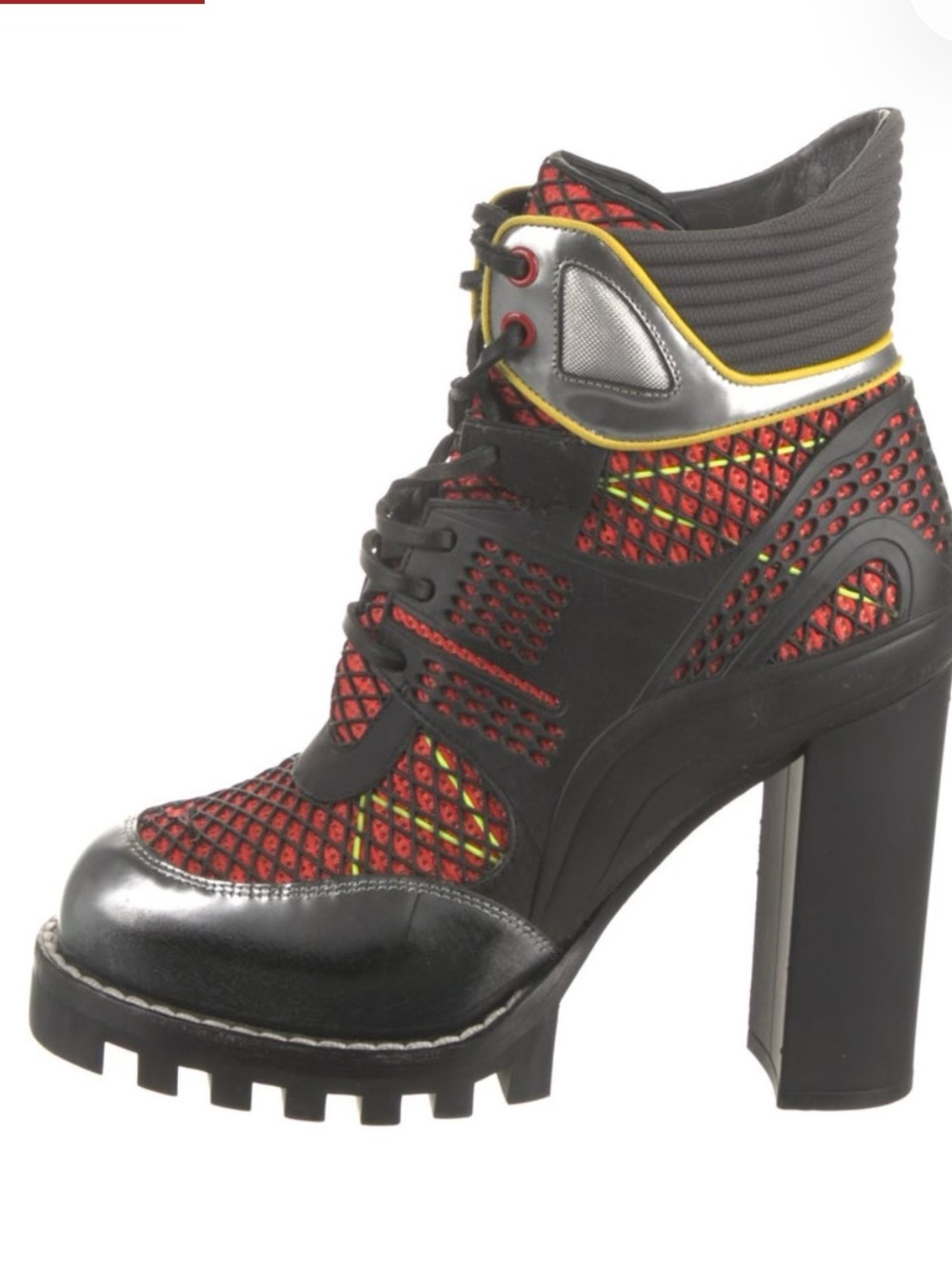 Louis Vuitton Lace Up Digital Gate Boots Size 8/38, Red & Black, EUC, $1650